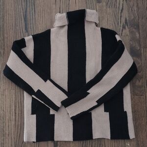 Anthropologie Striped Black and Tan Women's Sweater